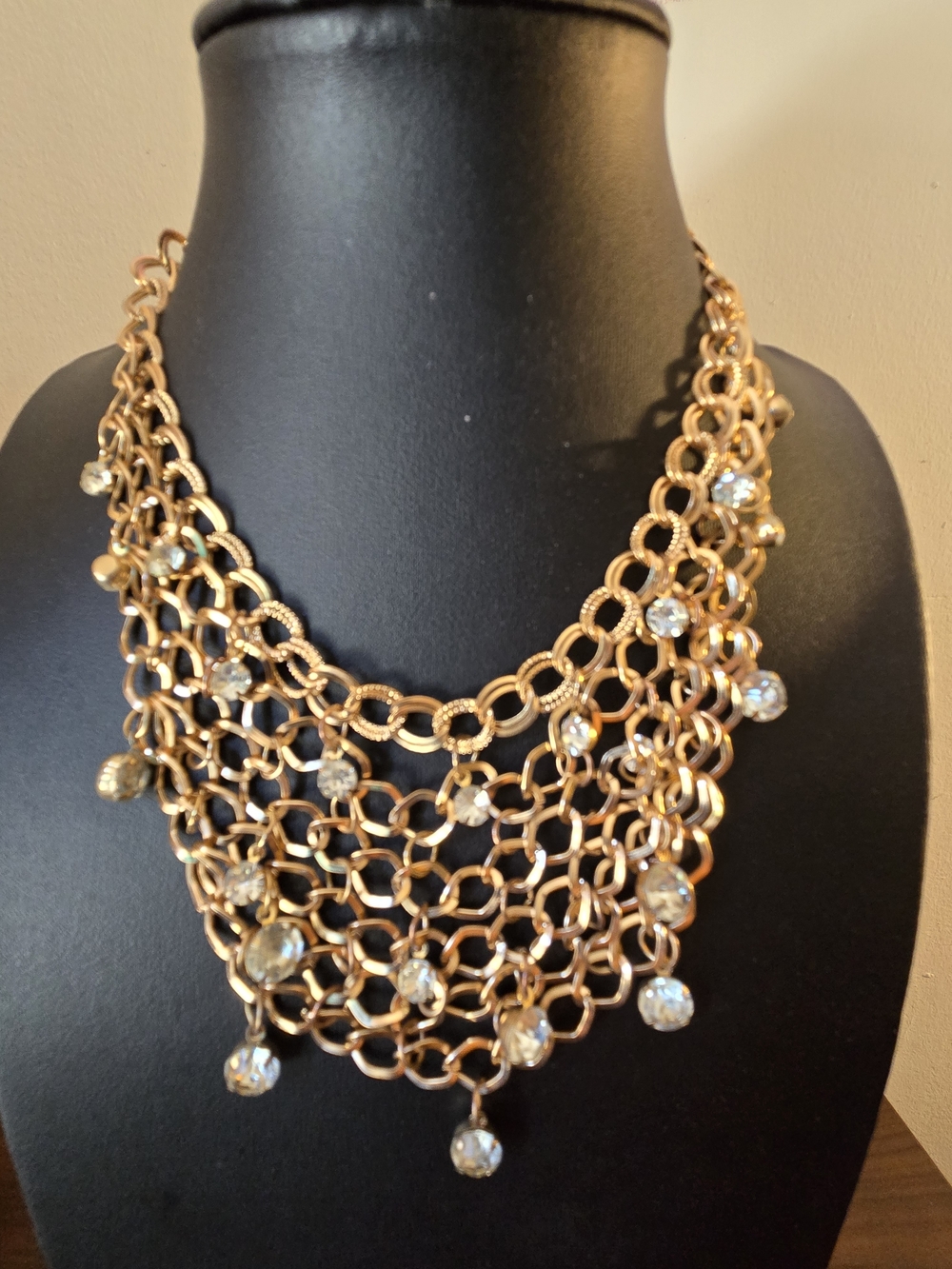 Gold Statement Crystal Bib Necklace - Women Jewelry